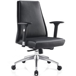 Sylex Mckinley Mid Back Chair PU Leather With Arms Black