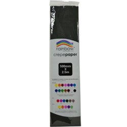 RAINBOW CREPE PAPER 500mm x 2.5m Black Pk12