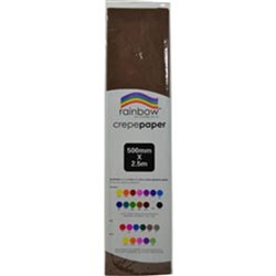 RAINBOW CREPE PAPER 500mm x 2.5m Dark Brown Pack 12