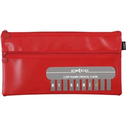 Celco Pencil Case Name Twin Zip Large 350 x 180mm Red