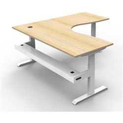 Rapidline Boost+ Corner Workstation + Tray 1800/1500W x 750D x 1270mmH Oak / White