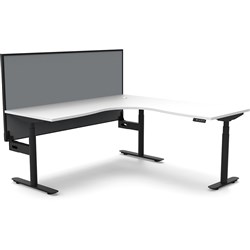 Rapidline Halo+ Corner Workstation+Screen 1500/1500W x 750D x 1330mmH White/Black