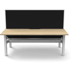 Rapidline Boost Static Back To Back Workstation+Screen+Tray 2 Person 1500mmW Oak/White