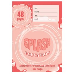 Splash Education Story Book A4 1/3 Plain 2/3 12mm Solid Ruled With Red Margin 48 Pages