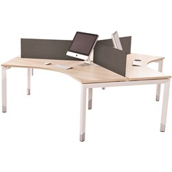 Sylex Oblique Pod Workstation 3 Person 1200/1200W x 600D x 620-920mmH Snow Maple Top