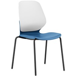 Sylex Kaleido 4 Leg Chair Polypropylene White Back Blue Seat No Arms