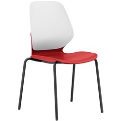 Sylex Kaleido 4 Leg Chair Polypropylene White Back Red Seat No Arms
