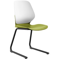 Sylex Kaleido Chair Reverse Cantilever Base Polypropylene White Back Olive Seat