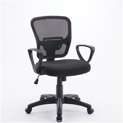 K2 Boxed Gold Grace Medium Back Office Chair With Arms Mesh Back Black Fabric Seat
