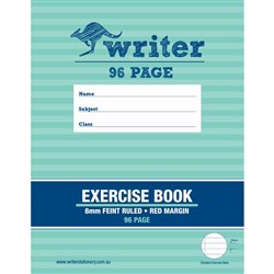 Writer Exercise Book 225 x 175 96 Page 8mm Ruled Red Margin