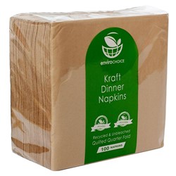 Envirochoice Quilted Dinner Napkins Quarter Fold 400mm x 400mm Kraft Carton Of 1000