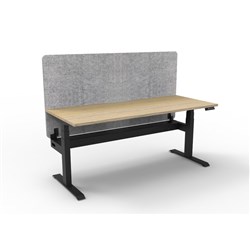 Rapidline Boost+ Workstation + Grey Eco Screen + Cable Tray 1200Wx750Dx620-1270mmH Oak/Blk