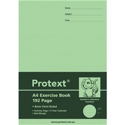 Protext Exercise Book A4 Ruled 8mm + Red Margin 192 Page Polycover - Monkey