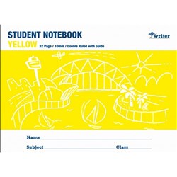 Student Note Book Yellow 32 page Double Ruled 10mm with Guide