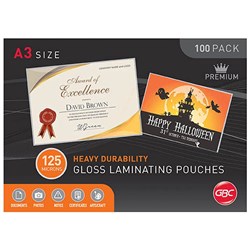 GBC Laminating Pouches A3 125 Micron Gloss Pack Of 100
