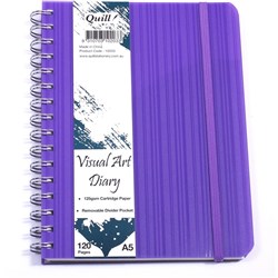 Quill Premium Visual Art Diary Spiral A5 125gsm 120 Page Side Bound Violet