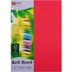 Quill Board A4 210gsm Red Pack of 50