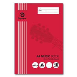 Olympic Music Book M848 A4 8mm Feint & Staved  48 Page