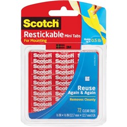 SCOTCH R103 MOUNTING TABS Reusable Clear 12.7mm 72 Tabs