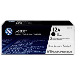 HP 12A LaserJet Toner Cartridge Twin Pack Black Q2612AD