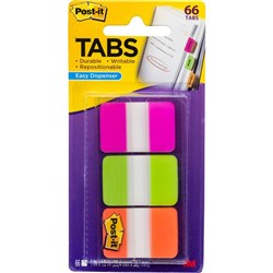 Post-It 686-PGOB Durable Tabs 25x38mm Pink Green Orange Pack of 66