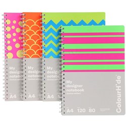 Colourhide Designer Series Notebook A4 Side Bound 120 Page Green Stripe