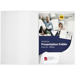 Marbig Professional Series Presentation Folders A4 Matte White Box Of 50
