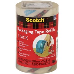 Scotch DP1000RR2 Dispenser Easy Grip 48mmx22.8m Packaging Tape Pack of 2