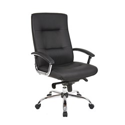 Georgia Executive High Back Chair With Padded Arms Black PU Seat and Back