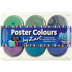 Zart Poster Colours Paint Assorted Cool Colours Pack of 6