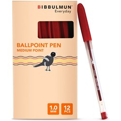 Bibbulmun Ballpoint Pen Medium 1mm Red Pack of 12