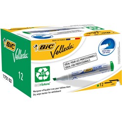 Bic Velleda 1751 Whiteboard Marker Eco Chisel 3.1-5.5mm Green Pack of 12