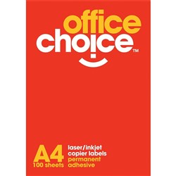 OFFICE CHOICE LASER LABELS Inkjet/Copier 65/Sht 38.1x21.2 Box of 6500