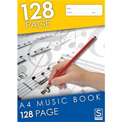 MUSIC BOOK SOVEREIGN A4 128PG feint & staved