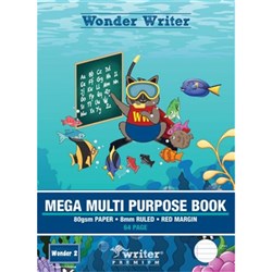 Wonder Writer Multi-Purpose Exercise Book 8mm Ruled 330 x 240mm 64 Page