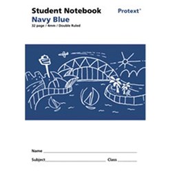 Protext Student Note Book 4mm Double Ruled Polycover 32 Page Navy Blue