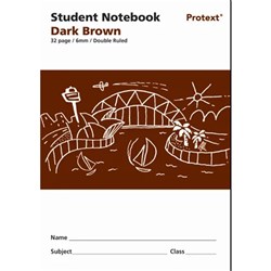 Protext Student Note Book 6mm Double Ruled Polycover 32 Page Dark Brown