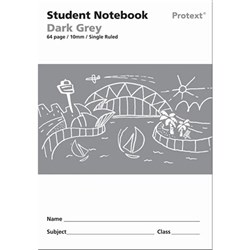 Student Note Book Dark Grey 64 64 page Single Ruled 10mm