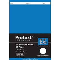 Protext Premium Exercise Book A4 Plain E6 64 Page Polycover